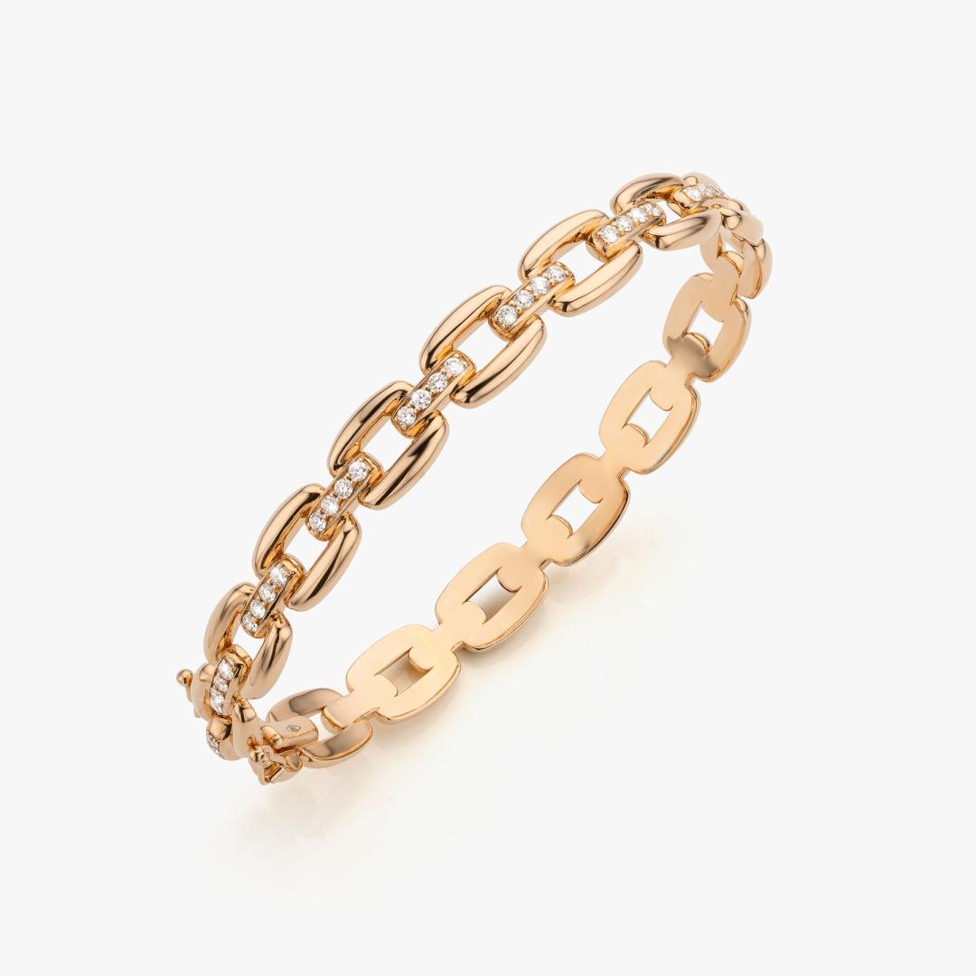 Pink gold and diamonds Link Bracelet made by Atelier Wittmann