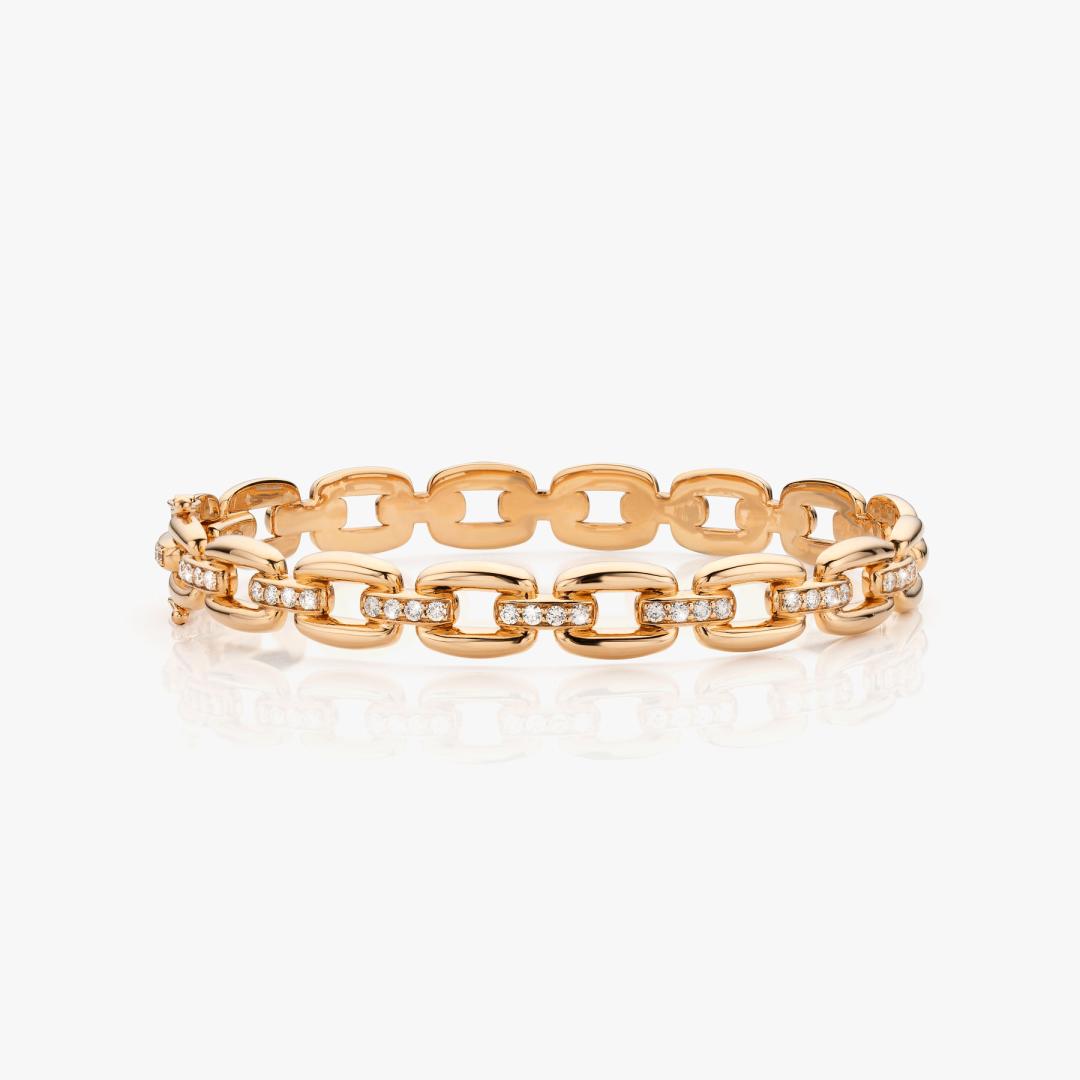 Pink gold and diamonds Link Bracelet made by Atelier Wittmann