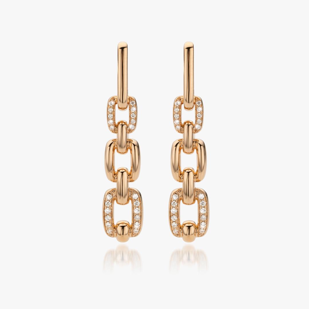 Red gold and diamant Link earrings made by Atelier Wittmann