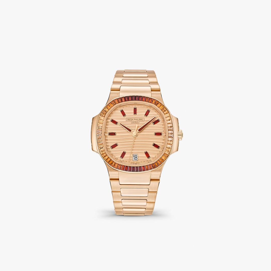 Ladies’ Nautilus, « joaillerie » version set with baguette-cut spessartites made by Patek Philippe